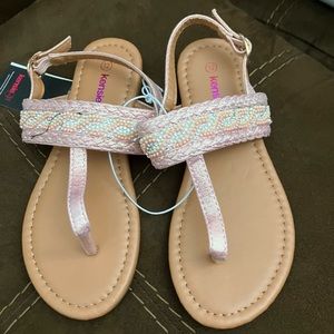 Brand New Kensie girl coral shine colored sandals size 12